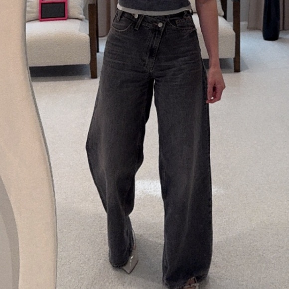Zara High-Rise Wide-Leg Jeans - Gray - Picture 2 of 2
